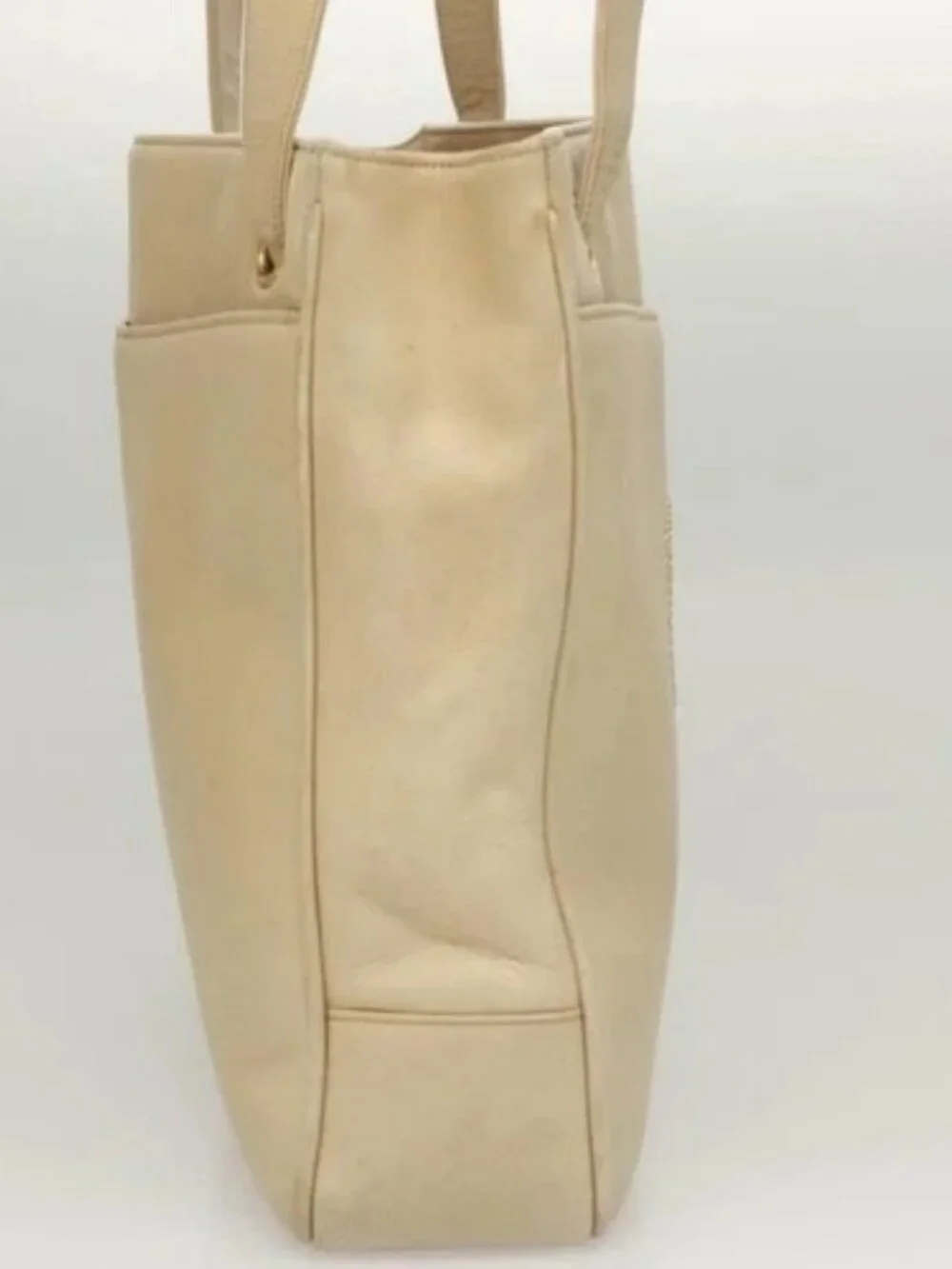 CHANEL COCO Mark Shoulder Bag Lamb Skin Beige Gold CC Auth BA1376